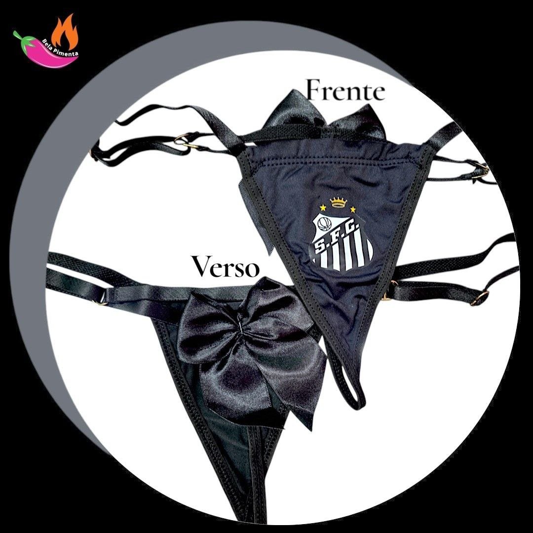 Calcinha Personalizada Times Santos Preta